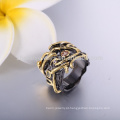 Mais recentes anéis de casamento de ouro preto moda de ouro dos homens anéis de coral preto jóias